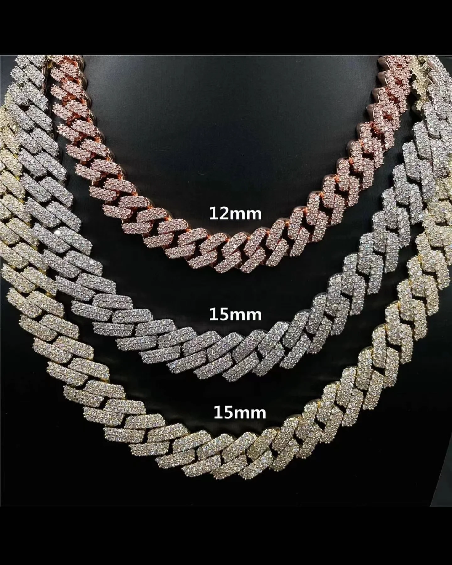 Sterling Silver Hip Hop Moissanite Cuban Link Chain Vvs Moissanite Tennis Chain Thick Miami Moissanite Necklace