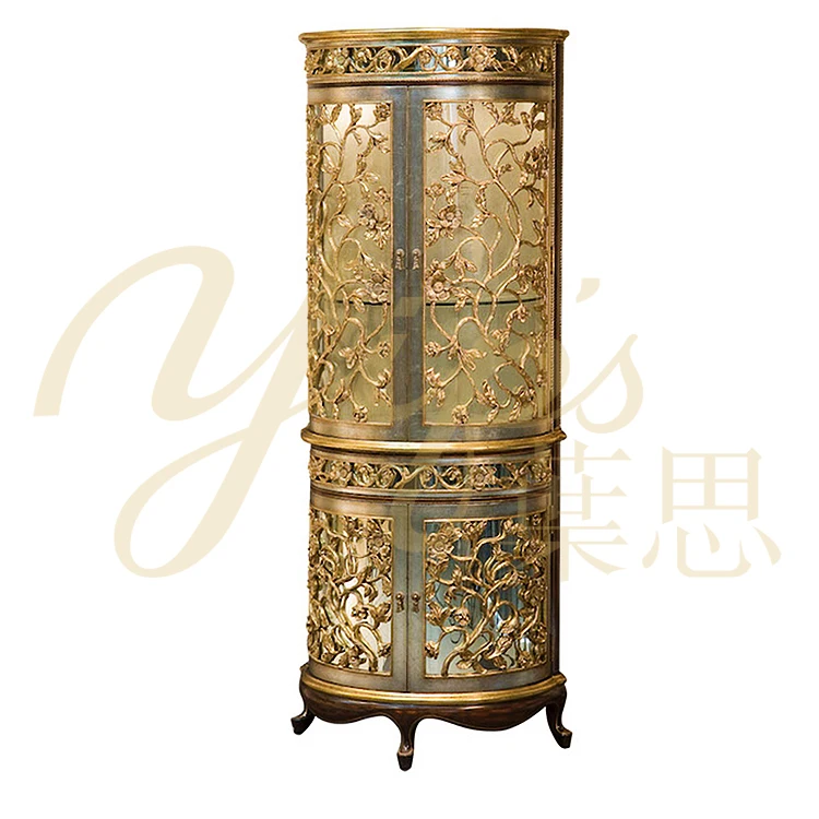 Yips LDF-1112-0125 Antique Style Resin Carving Livingroom Dinningroom Decoration Classical Luxury Display Wine Corner Cabinet
