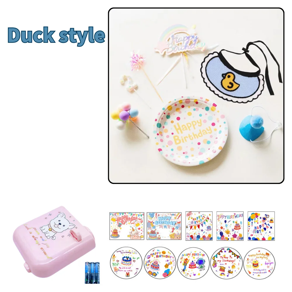 8 Packs Pet Birthday Bandana Set Cat Birthday Party Decoration With Cupcake Toppers Plates Projector