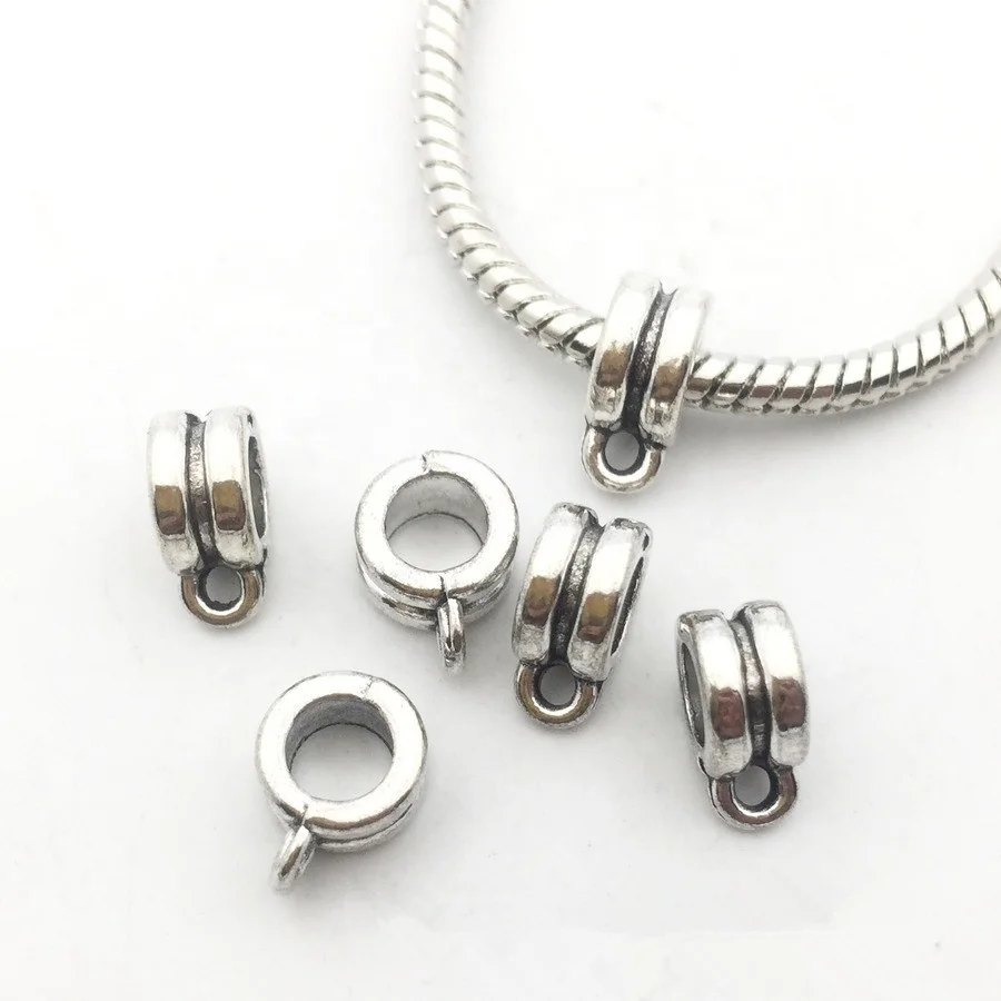 Vintage silver Pendant Charm Clip Clasp Bail Beads Hanging Connector For Necklace Making For Jewelry Making