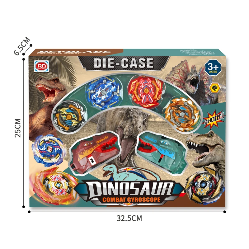 Wholesale Boys Battle Arena Stadium Burst Plastic Alloy Die Cast Spin Top Dinosaur Launcher Metal Gyro Top Spinning Toy For Kids