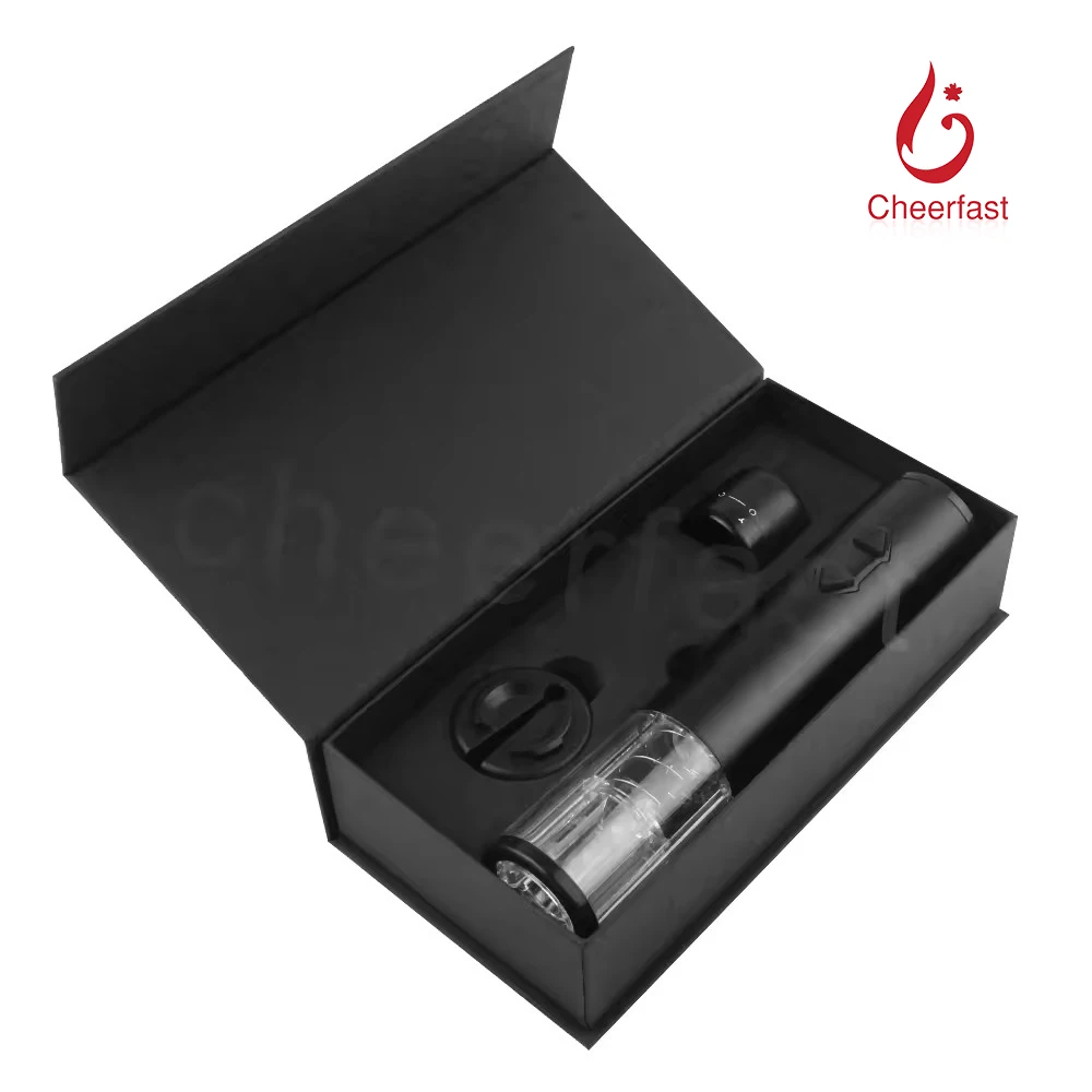 Prolongs the Wine Freshness and Stopper Preserves Better Than Original Cork Black Magnetic Box Automatic Opener Set