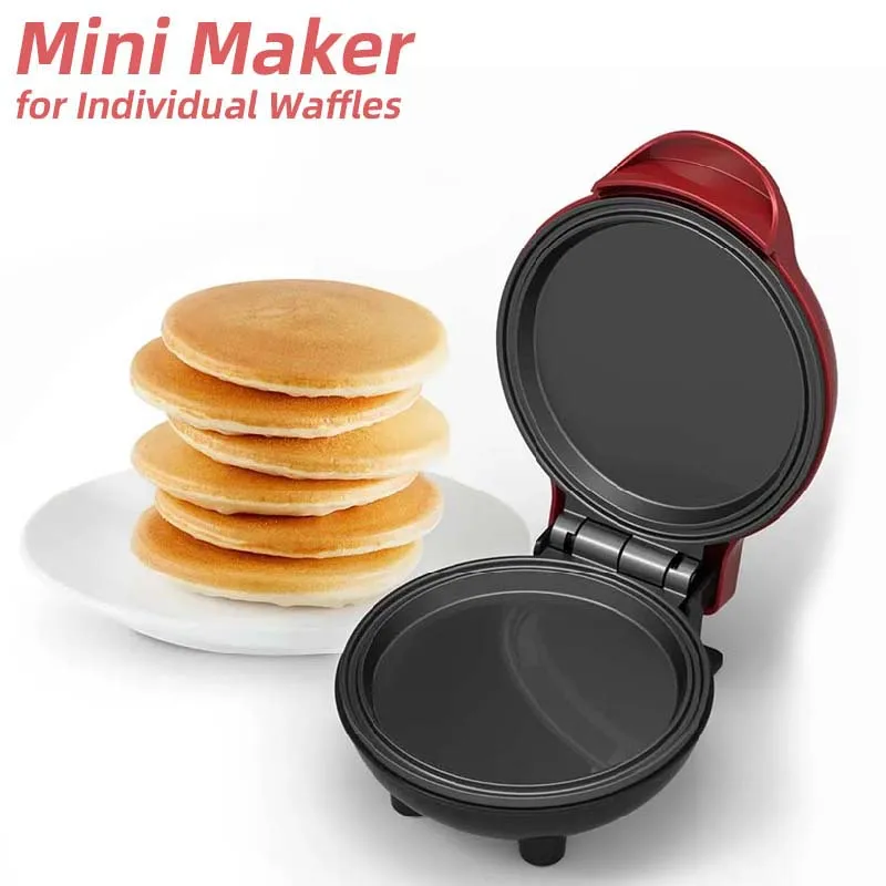 4 INCH Waffle Red Mini Waffle Maker With Non Stick Coating