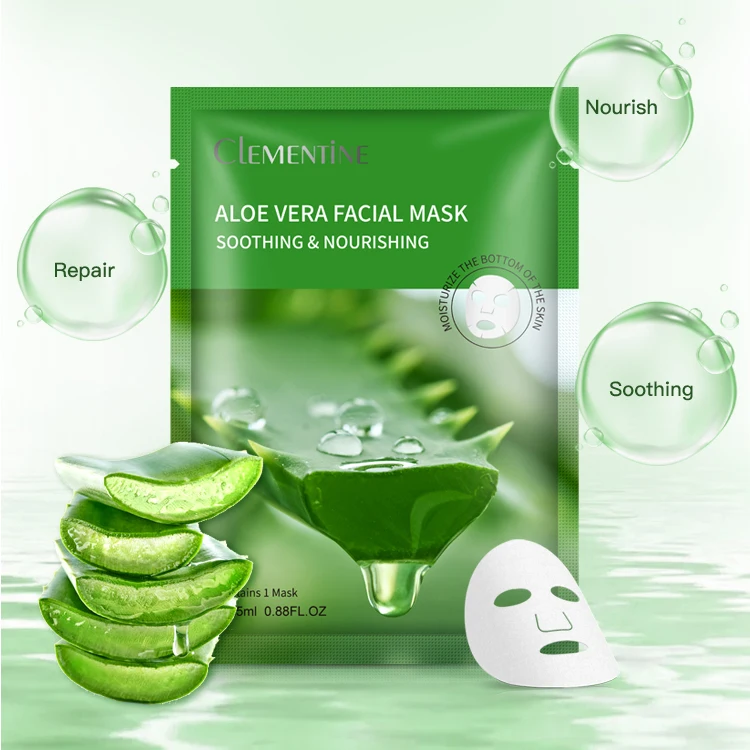 Manufacturer Wholesale Private Label  Aloe Vera Mask Skin Care Whitening Moisturizing Disposable Face Sheet Mask