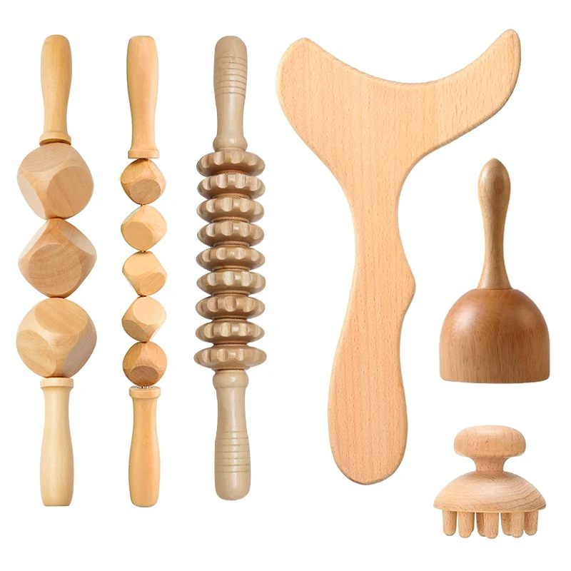 6 Pieces Wooden Massager Full Body Massage Set Promote Blood Circulation Relieve Muscle Pain