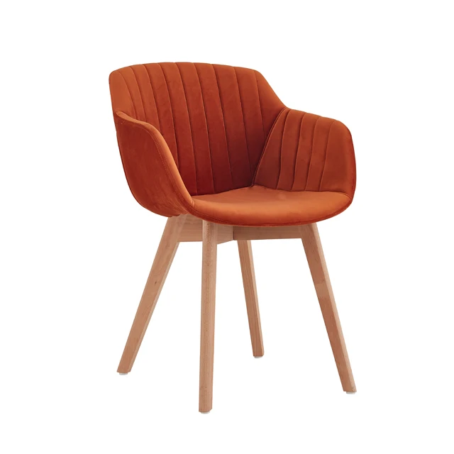 Free Sample Cheap PP chairs new style fabric armreast chairs with wooden legs