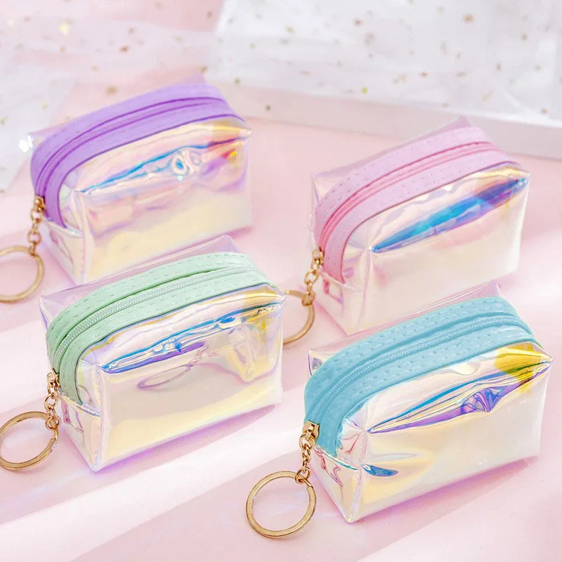 Pretty Laser Coin Purse Cute Hologram Change Bag Small Leather Wallet with Clasp Pouch for Woman Girls