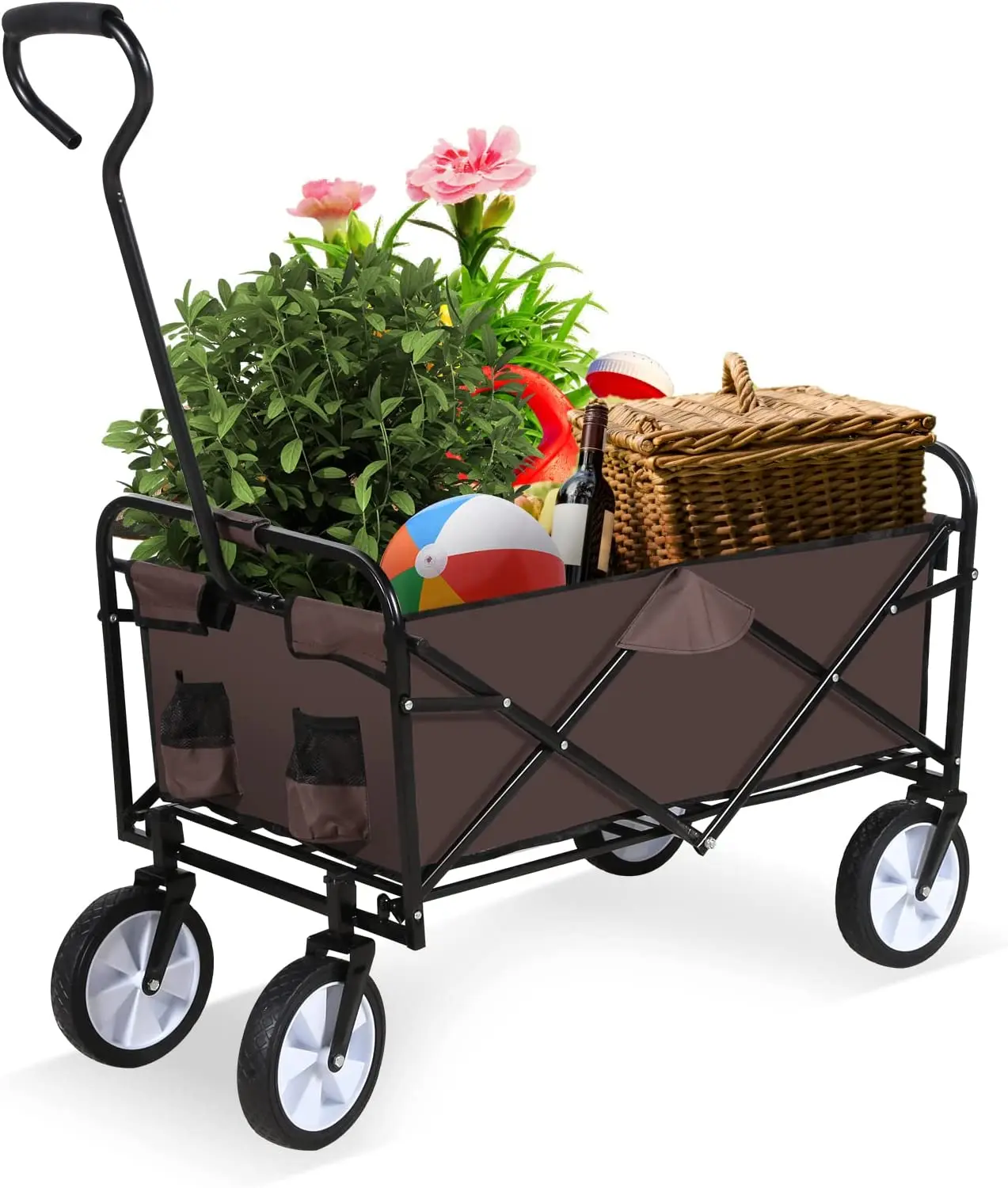 Heavy duty 4 wheels steel mesh yard garden jumbo cart wagon utility garden trolley cart