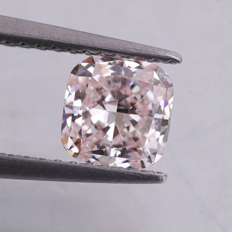 NGTC/CVD Laboratory Cultivated Light Pink Diamond 1.03 Carat Fat Square Artificial Gem with Certificate-Loose Gemstone
