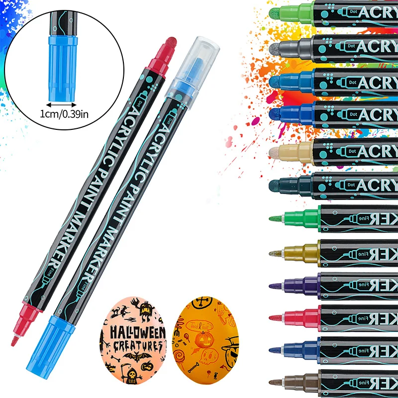 12/24/26/36 Colors Dual Tips Art Marker Drawing Acrylic Paint Marker Pens Set For Rock Painting Ceramic Glass Wood