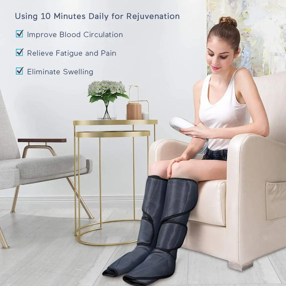 Bi-win Portable Leg Massager Best Air Compression Electric Leg Massager Micro Electric Ems Inflatable Calf Leg Massager Black