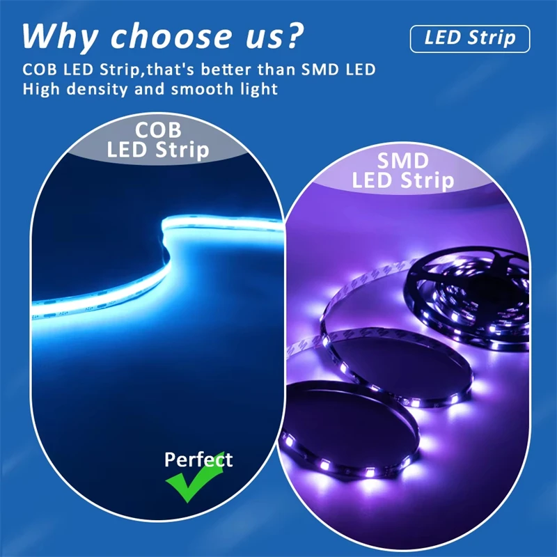 High Quality flexible cob led strip 24v High Density 8MM 12v 320LED Red orange golden green blue purple pink ice blue