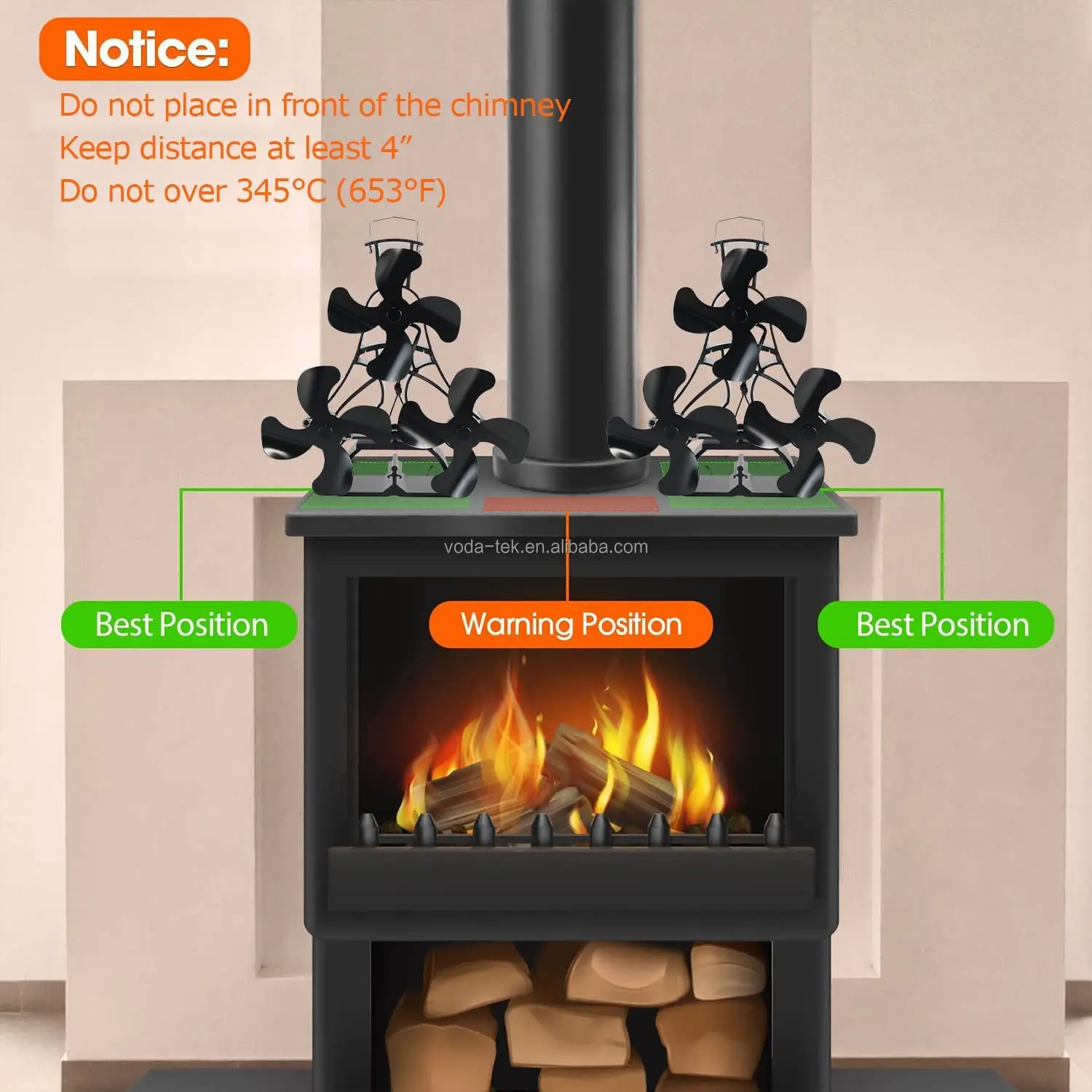Heat Powered Stove  Wood Log Burning Fireplace Eco Heater Tool Heat Furnace Stove Fan