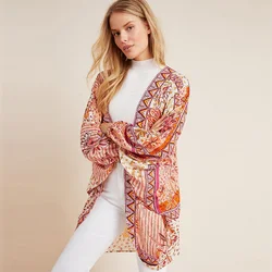 Madeline Cocoon Kimono Oversize Loose Fit Lantern Sleeve Floral Print Boho Kimonos Cover Ups Tops