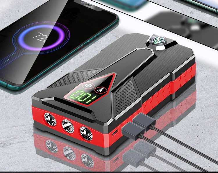 Car Jump Starter Portable Car Charger Multi-function Start Jumper Emergency Battery Booster Car Power Bank With Air Pump