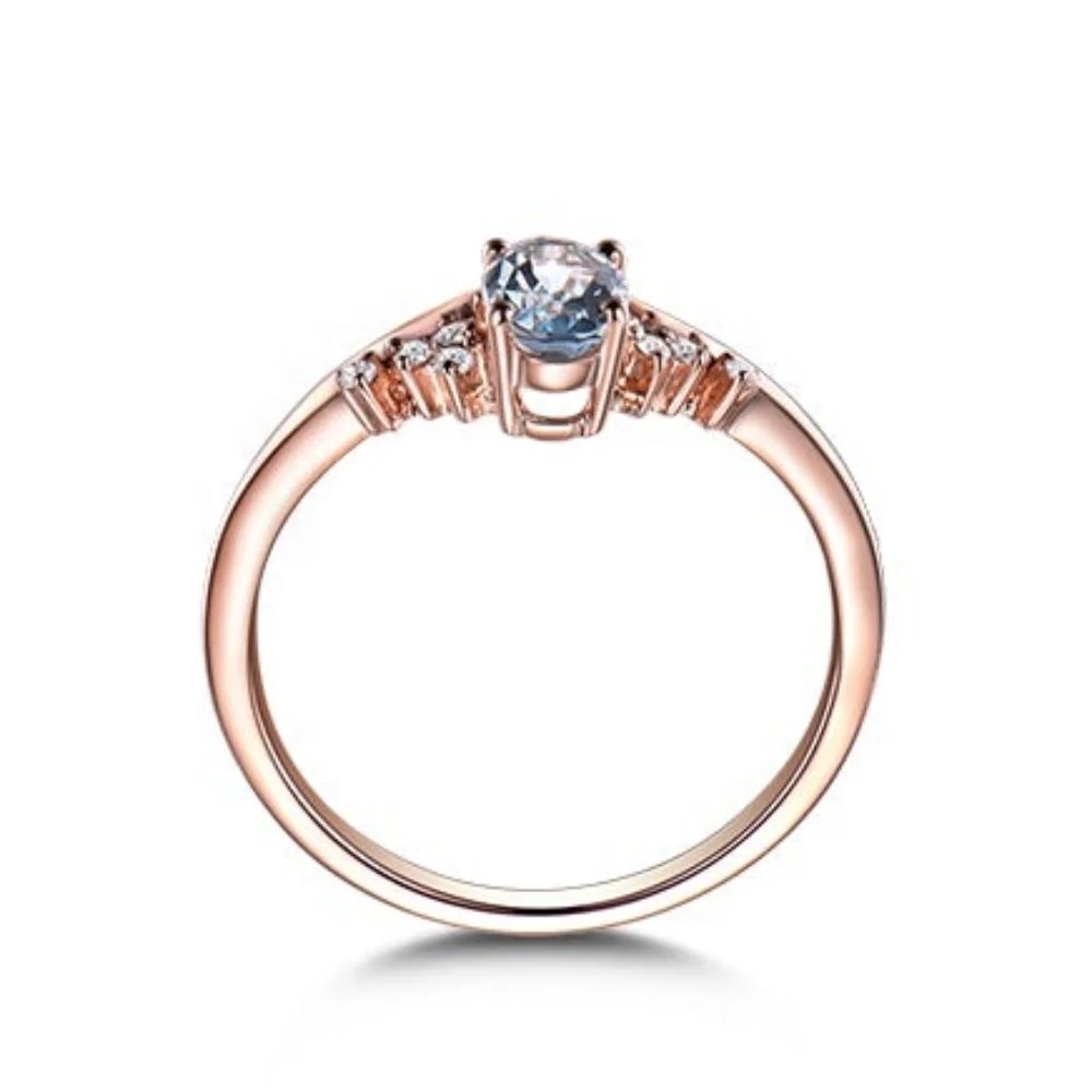 Vintage 2A Oval Aquamarine Cute Dolphin Ring In 925 Sterling Silver