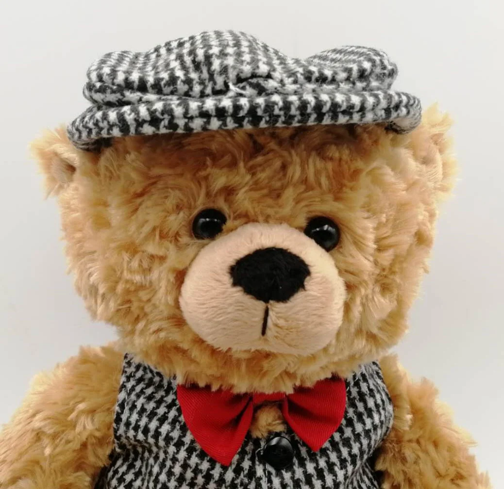 Wholesale Custom OEM/ODM 13 inch Bear wearing vest and hat hot sale high quality soft plush toy
