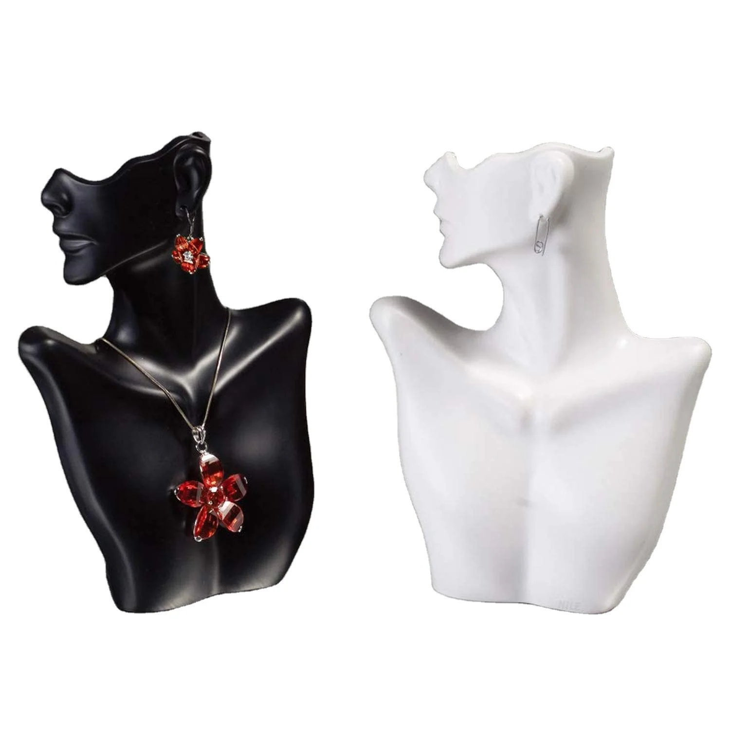 Necklace and Earring Jewelry Display Bust Stand Fiberglass Mannequin Holder Boutique with Partial Face Limb Torso Mannequins
