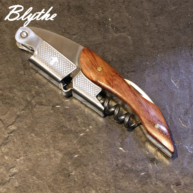 Hot sale  gift stainless steel wooden custom wine beer bottle opener