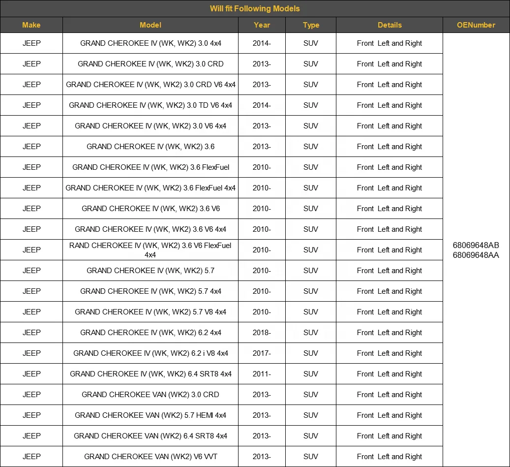 68069648AA Auto suspension parts Lower Ball joints for JEEP GRAND CHEROKEE WK WK2 2011- 68069648AB
