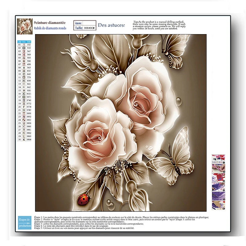 Diamond Painting 5D Diy Full Square Or Round Paintings Art On Canvas Flower Butterfly 30 * 30CM Acrylic Wall Art For Home Decor