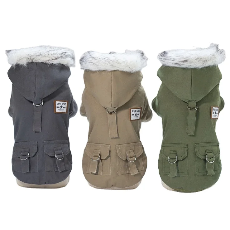 Clothing For Pet Dogs And Cats 2022 Autumn/Winter Military Cotton-Padded Clothing