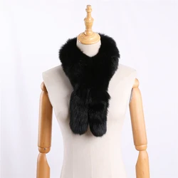 New Fashion Genuine Real Fox Fur Scarf Womens Winter Natural Fur Scarf Scarves Neckerchief Real Fur Muffler Lady Wrap Solid Tail