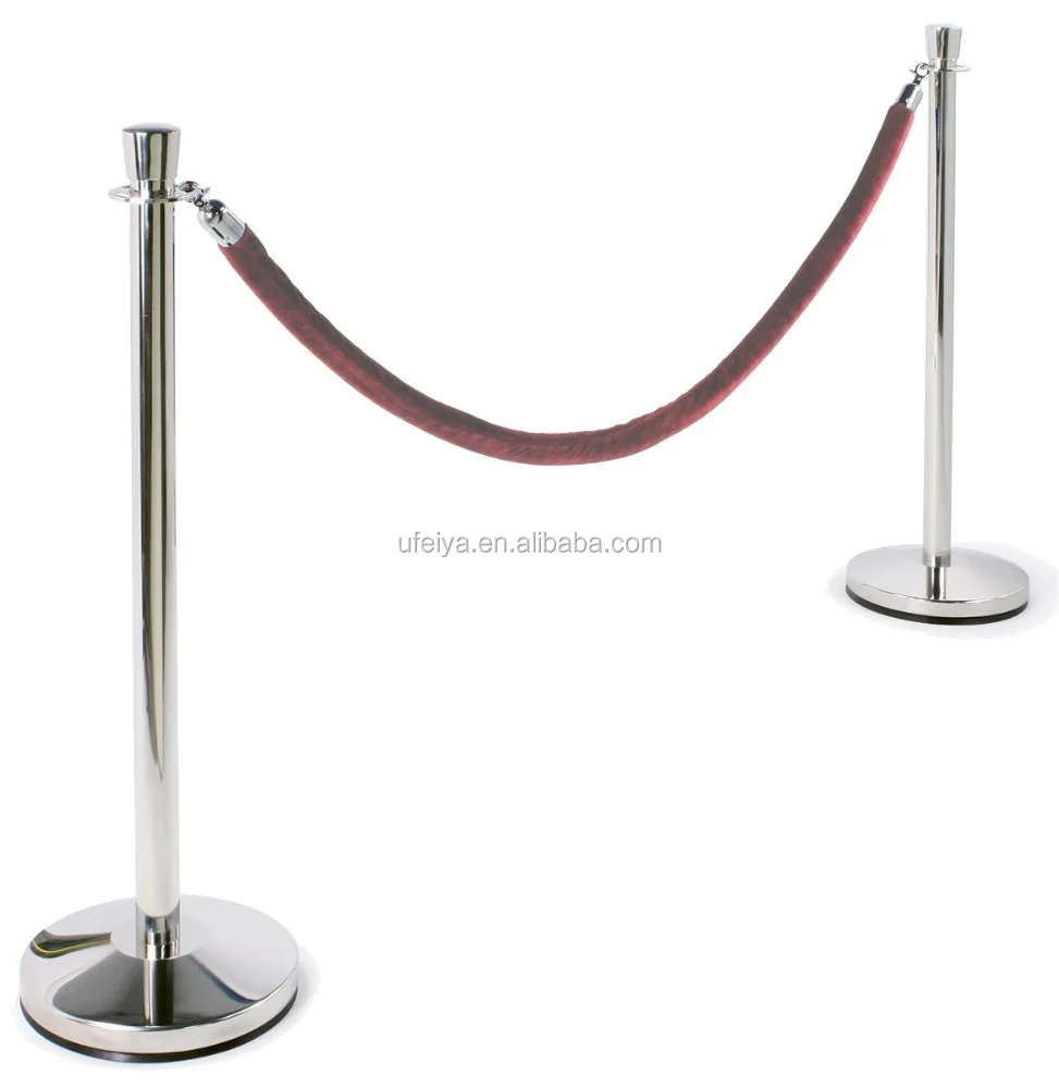 Economy China hot sale crowd control velvet rope barrier Traditional Red carpet Rope Stanchions poles