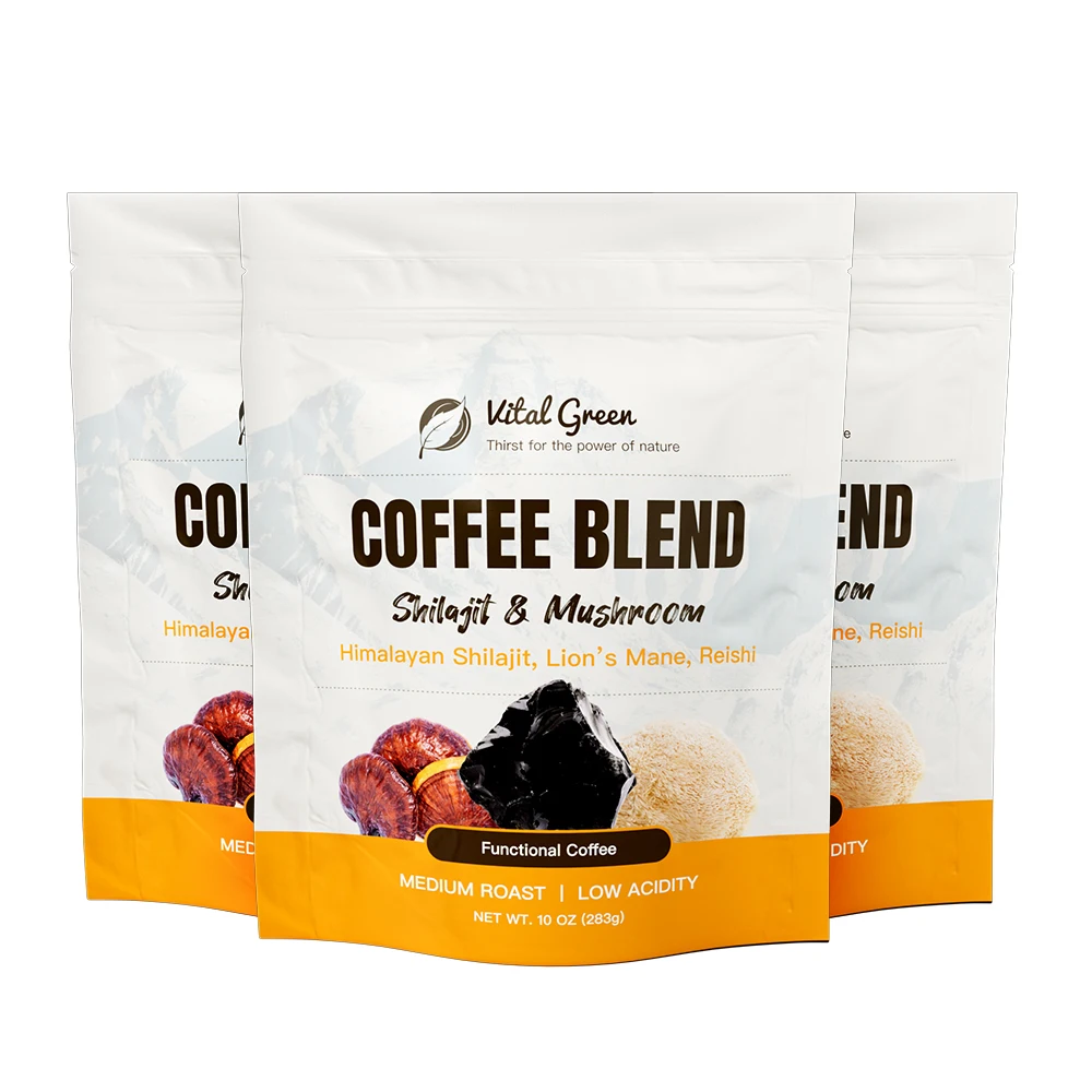 Free Sample Wholesale Pure Shilajit Blend Coffee With Reishi Lions Mane Powder
