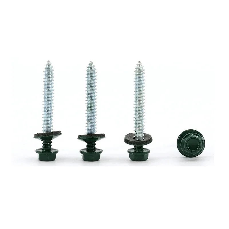 Painted Screws Factory painted hex head tapping screw EPDM washer roofing screws din6928