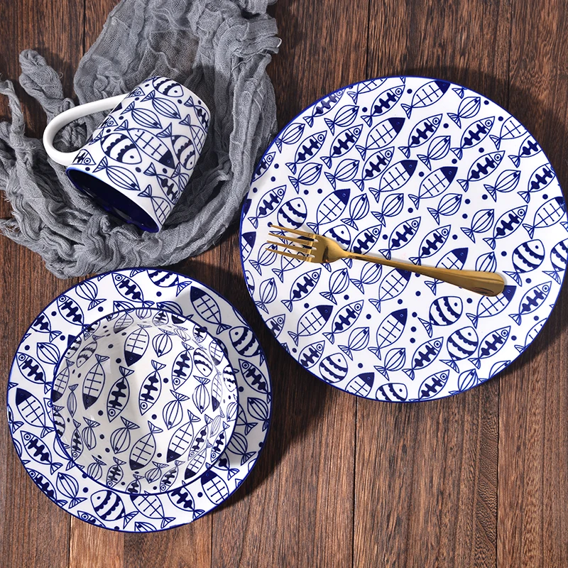 Manufacturer Supplier custom dinner plate animal fish nordic dinner plate set ceramic