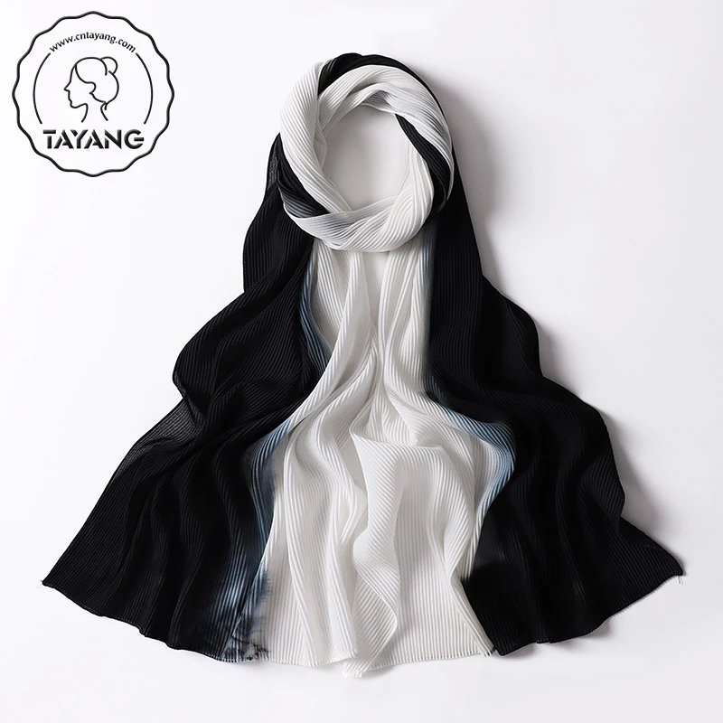 Wholesale Price Modest Cheap Online Bulk Turban Crinkled Foulard Tie Dye Beautiful Gradient Turkey Islam Chiffon Hijabs