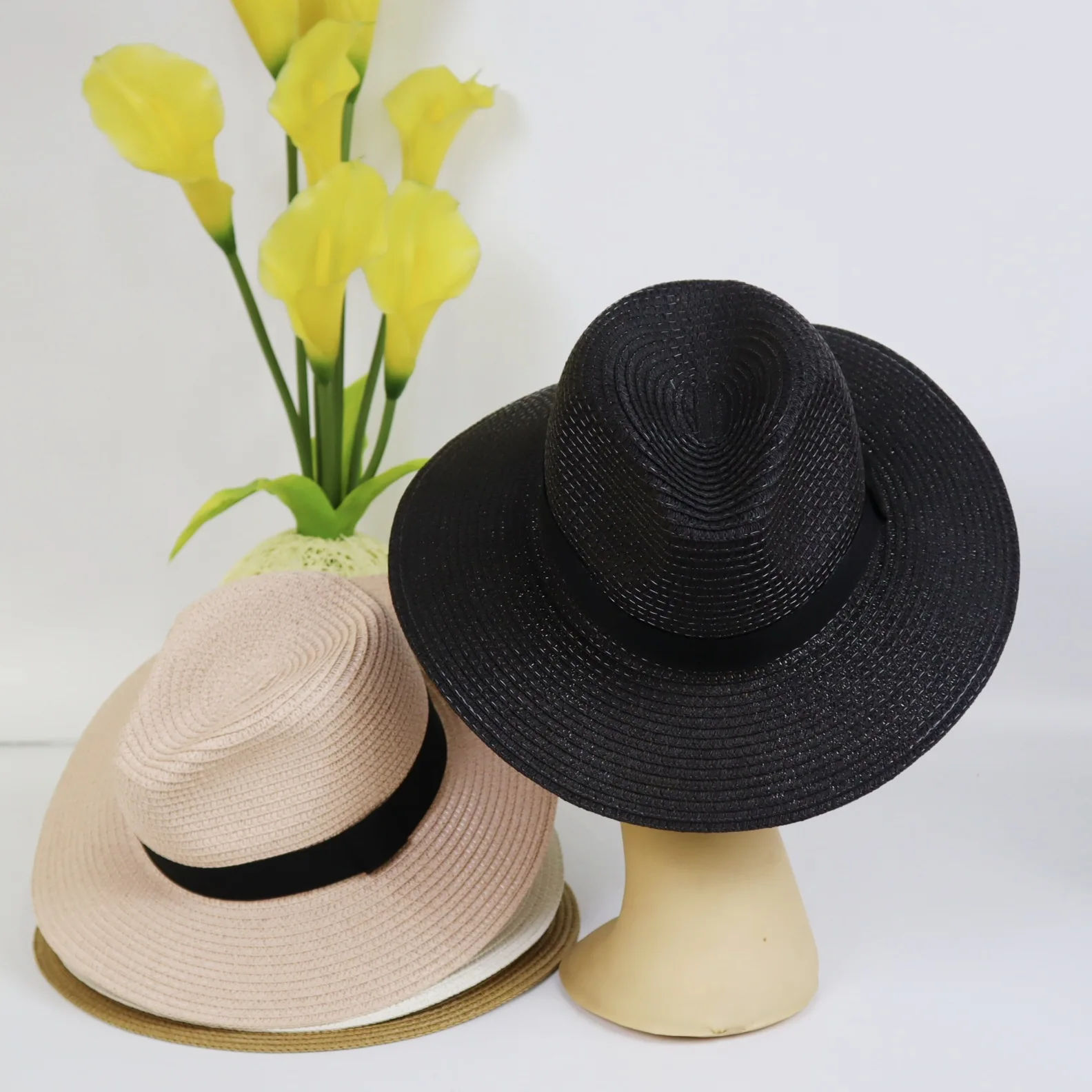 Outdoor Women Men Unisex Spring Summer Breathable Sun Straw Braid Floppy Fedora Beach Panama Cap Straw Hats