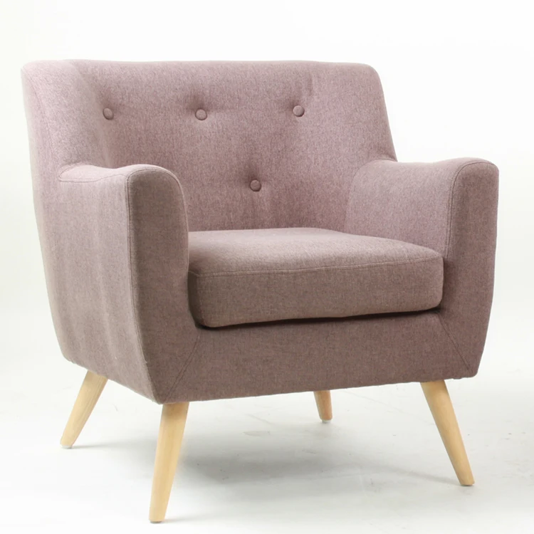 Medieval fabric armchair wooden frame linen single seat sitting room sofa armchair