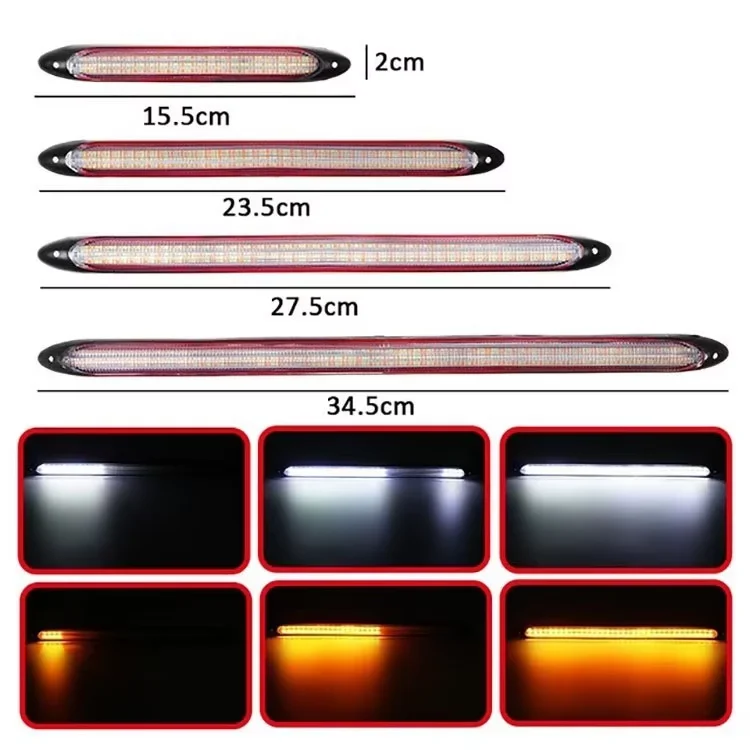 Universal Scan Car LED Daytime Running Light Waterproof Headlight Strip Sequential Flow Yellow Turn Signal White DRL Light