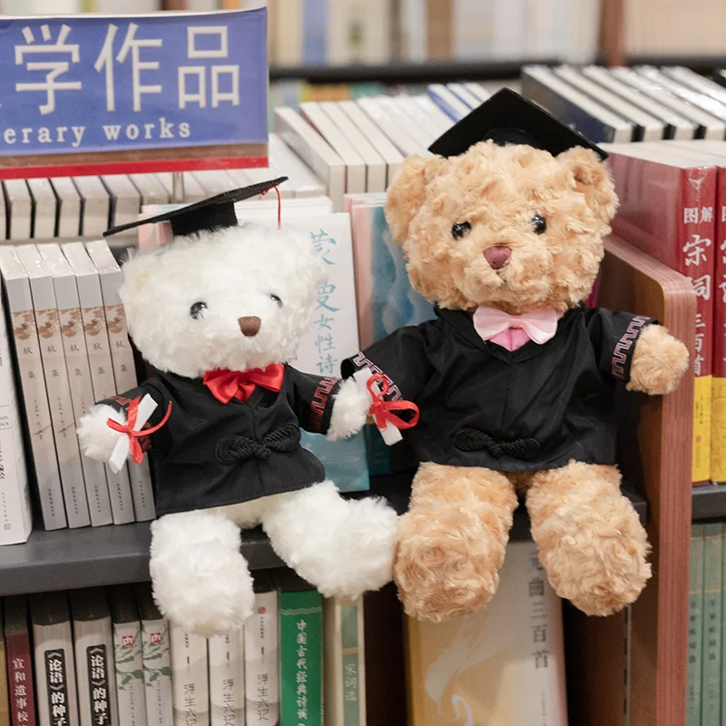 Factory low MOQ Custom size Label style Cute stuffed toy bear Custom logo Cute little teddy bear skin Graduate Doctor Bear