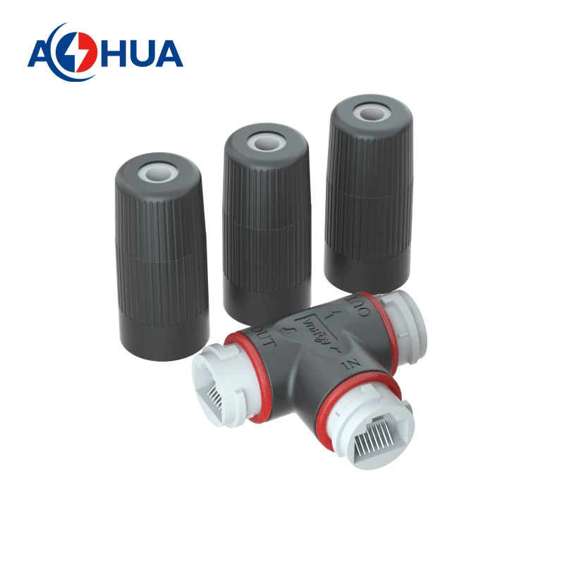 RJ45 Waterproof Connector Electrical T Connector Waterproof Cable Connector 3 Way Quick Lock Fast Connect