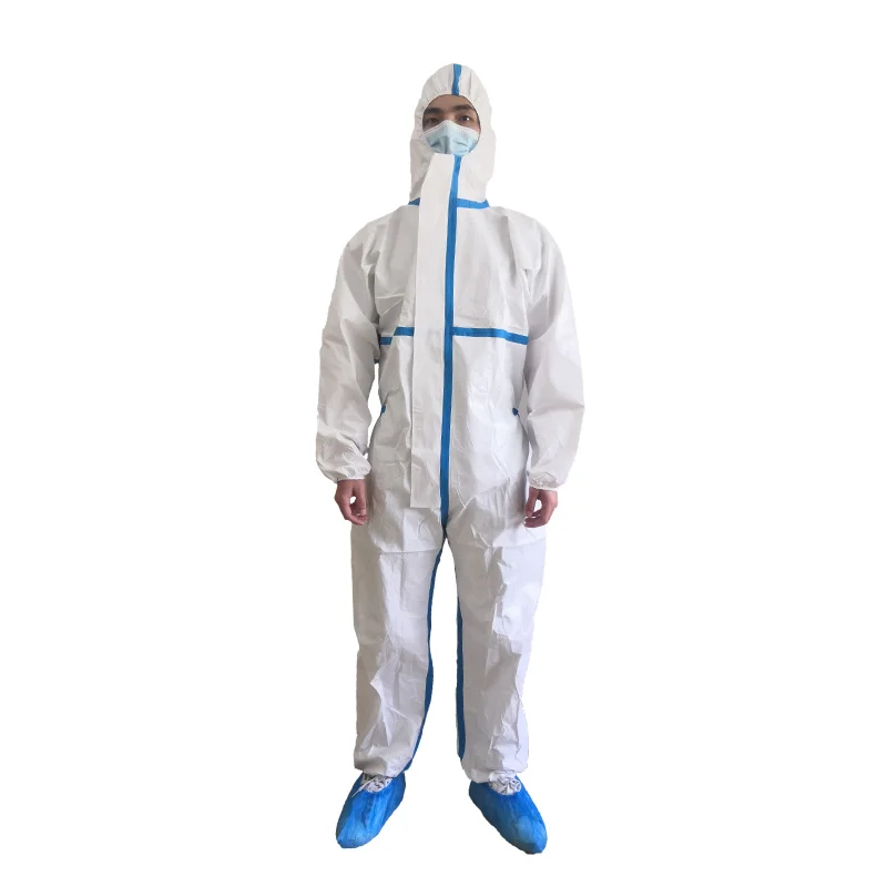 Guardwear Type 5 6 level 3 Hooded PPE Suit Medical Body Protection Clothing Waterproof Hazmat-suit Disposable Coverall