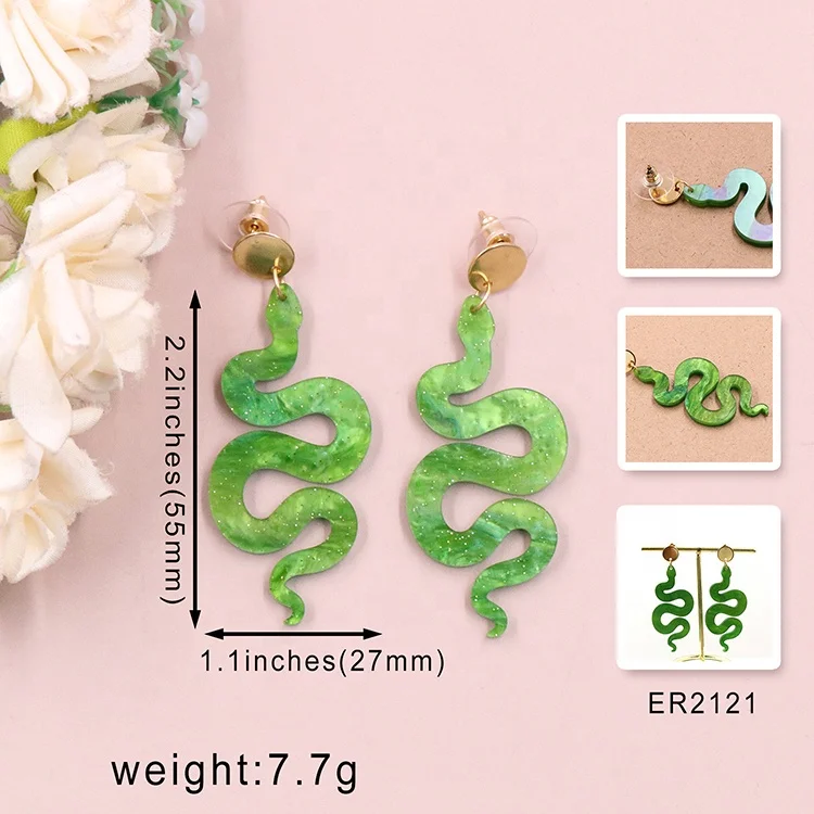 MD143ER2121 1 пара Новый продукт CN капля змея Модные Акриловые серьги из нержавеющей стали ювелирные изделия для женщин