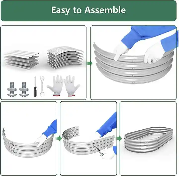 Metal Modular Raised Plant Bed Galvanized Garden Bed for Flower Pot and Planter Large Outdoor Garden Aluzinic Plant Box