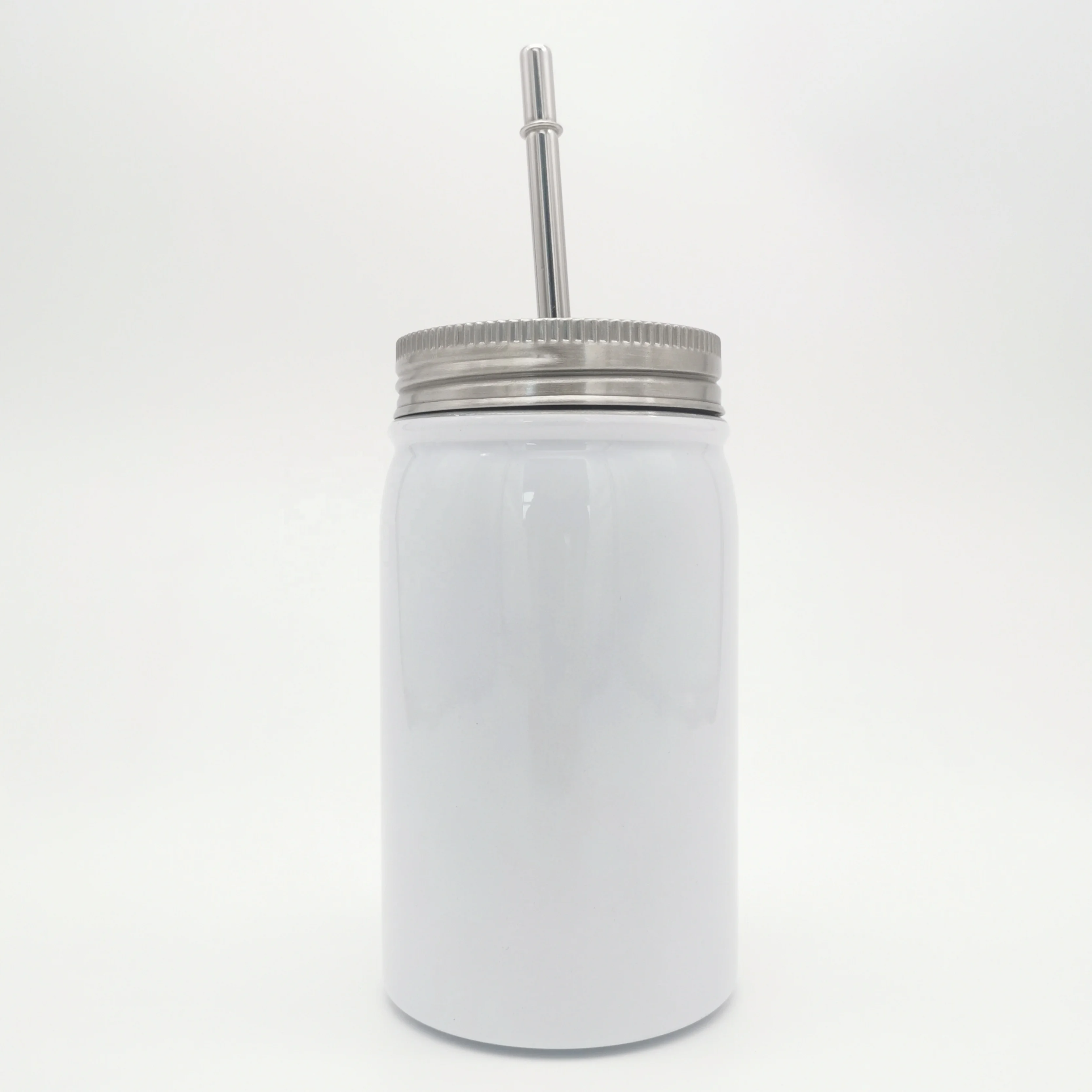 500ml  Stocked straight  Stainless Steel Sublimation mason jar stainless jar beverage cans with steel lid straws