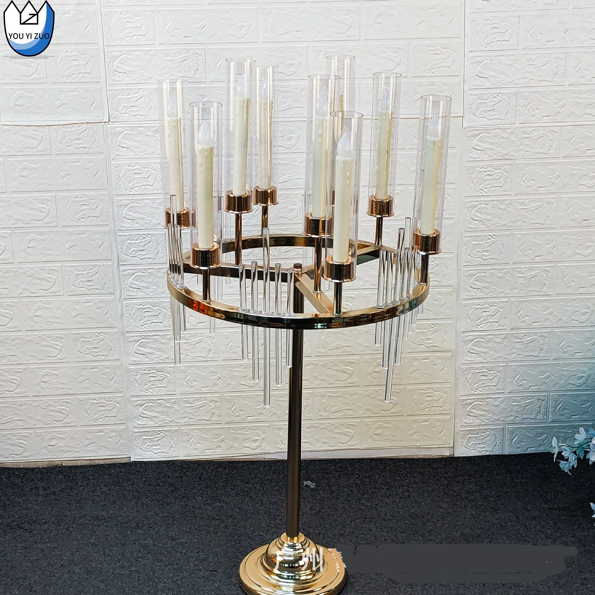 YYZ Decorative Accents Gold Metal Candlestick Holder 36.6 inches Height Gold Candelabra for Wedding Event
