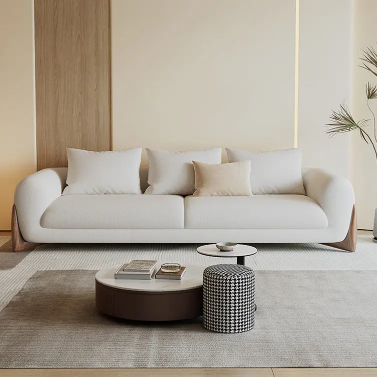 Processing Customized Furniture Living Room Curved Sofa Cashew Teddy Fabric Villa Hotel Office Sofa Modern Living Room Sofas
