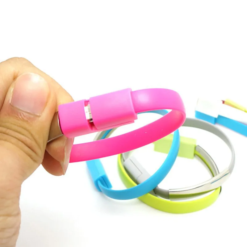 2024 Trendy USB Flat Portable Outdoor Bracelet Charger Cable Short USB Fast Charging Data Cable
