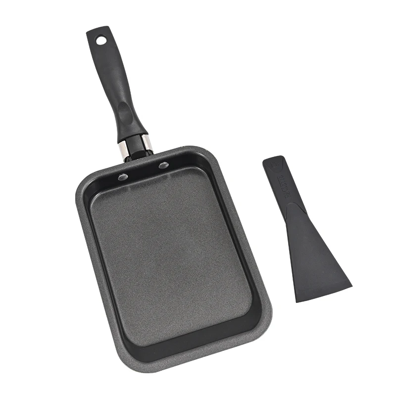 Non-stick carbon steel dazzle colour egg roll frying pan with handle mini pancake pan