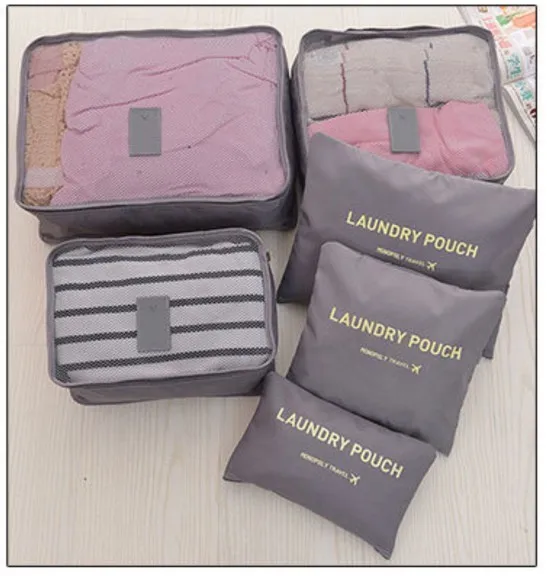 Waterproof Oxford cloth double zipper travel storage 6 pieces luggage packing bag Travel luggage packing cube set