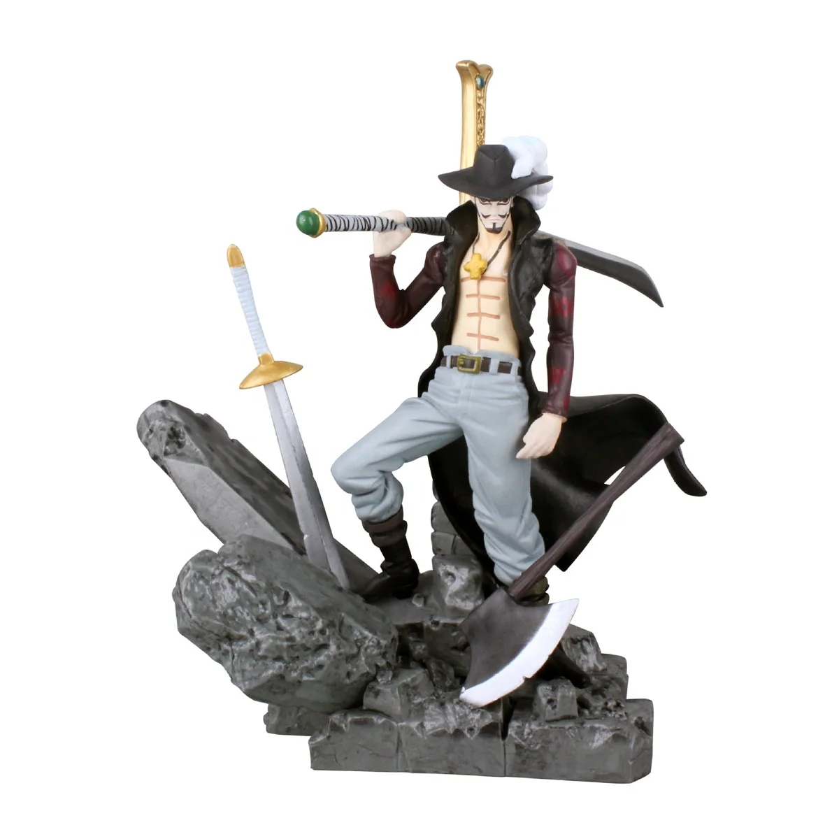 16cm One pieces Dracule Mihawk figure Character Model Toy Anime PVC Action Figures Collects Doll