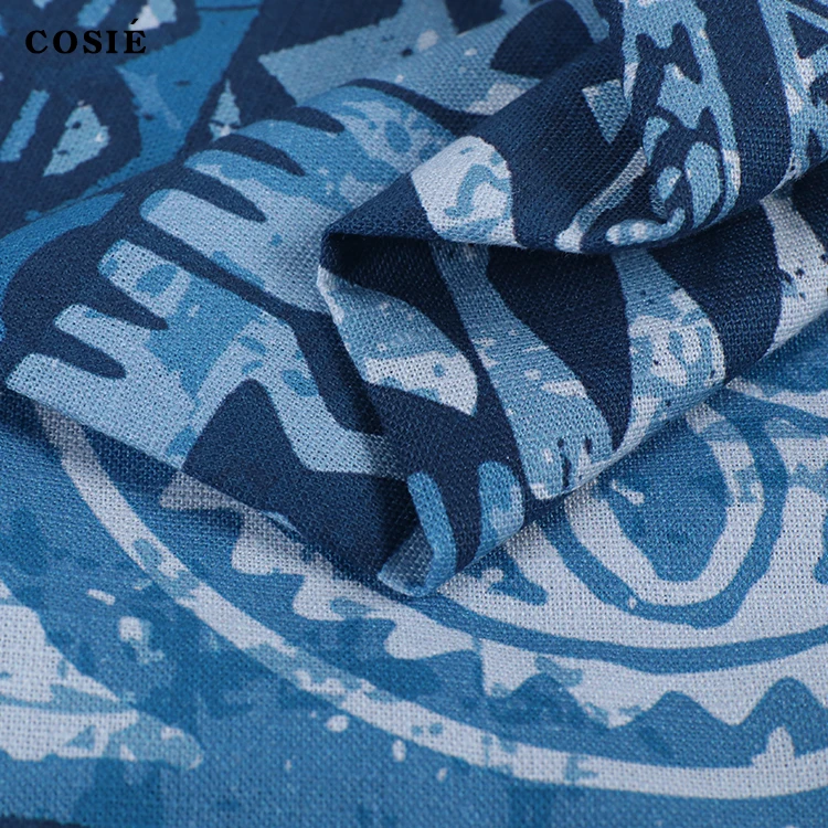 Hot designer digital printing 54% cotton 46% linen supply fabric custom Hawaii tropical style pattern for shirts cushions