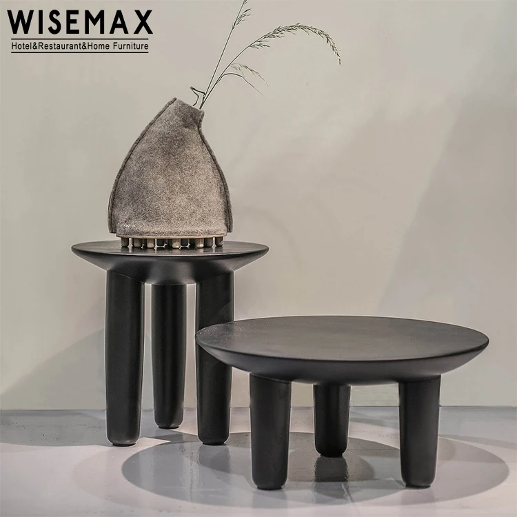 WISEMAX FURNITURE Manufacturer solid wood tea table set round coffee table sofa side tables with three legs