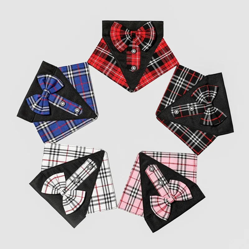 British Style Gentleman Dog Attire with Bowtie Dog Wedding Bandana Pet Scarf Accessory for Party